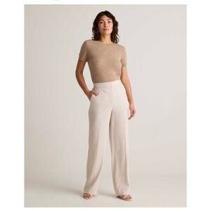 Quince Stretch Crepe Wide Leg Trouser Pants Size 2 Sand Beige